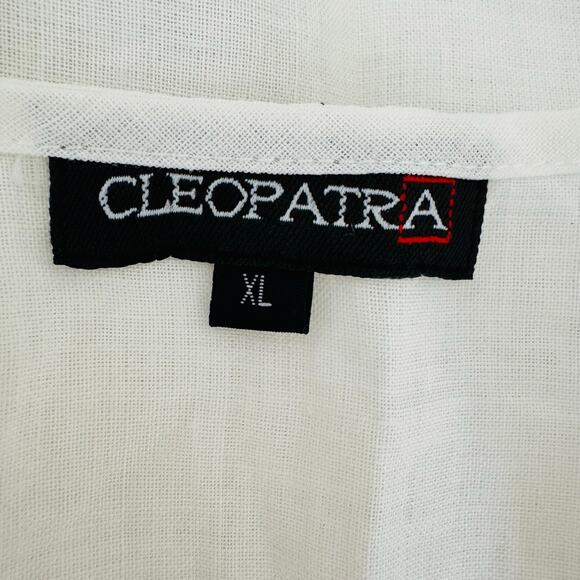 Cleopatra White Linen Embroidered Ivy Cropped Pants & Tank Top & Blause Size XL - Picture 14 of 16